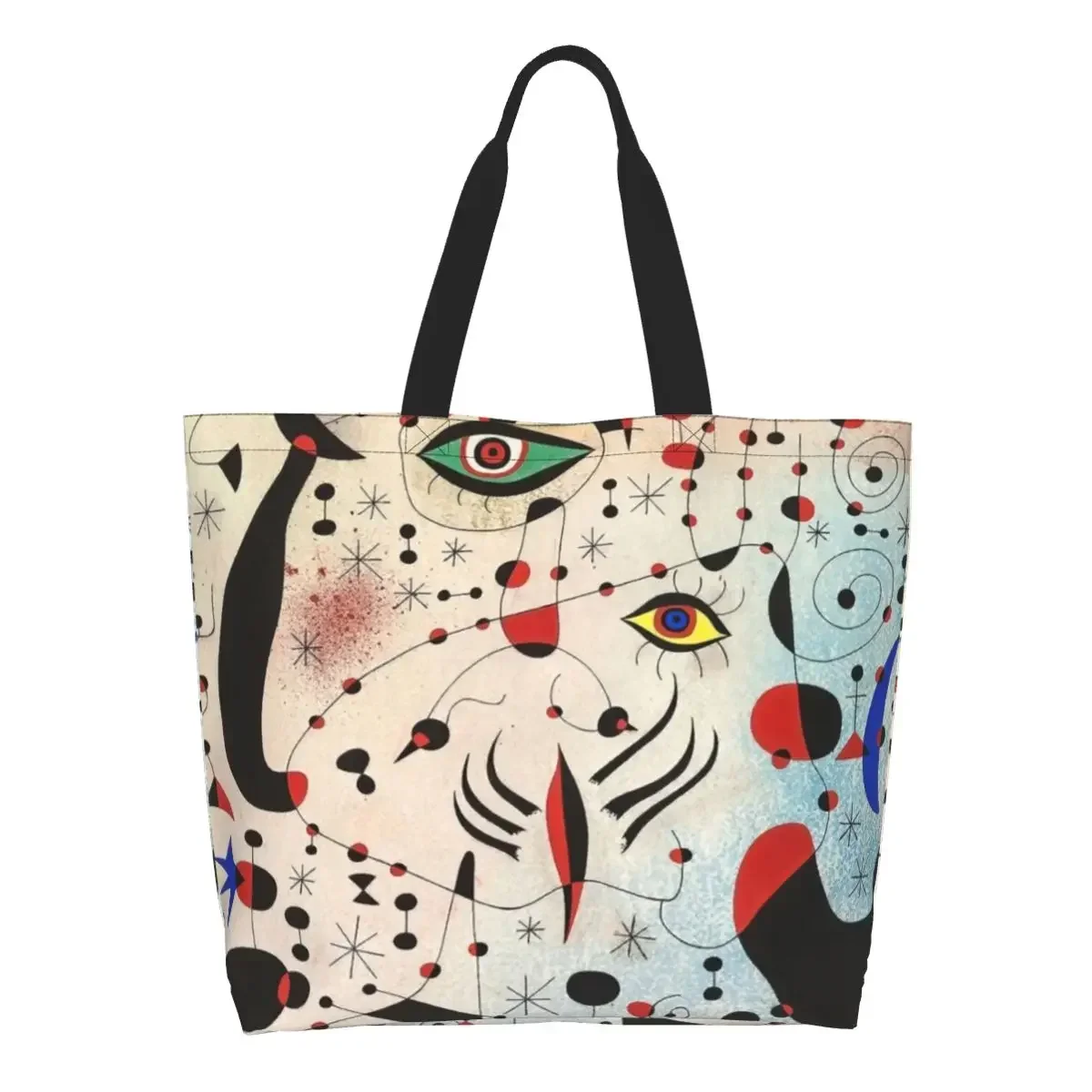 Ciphers And Constellations In Love With A Tote Shopping Bag Reusable Canvas Shoulder Shopper Joan Miro Abstract Art Handbag