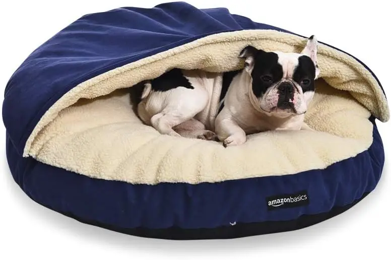 

Cozy Pet Cave Bed for Dogs and Cats, Removable Hood, Fits Pets up to 30lbs, Blue Color