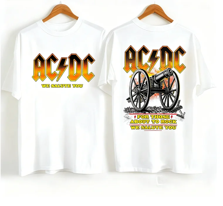 2026 Fashionable Short Sleeved Sports T-shirt with AC and DC Print, Fashionable and Breathable, Suitable for Daily Wear