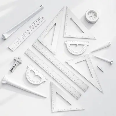 2Sets Triangle Ruler Set Compact Portable Measuring Ruler Drafting Tool for Math Geometry Art Design Architecture Engineering