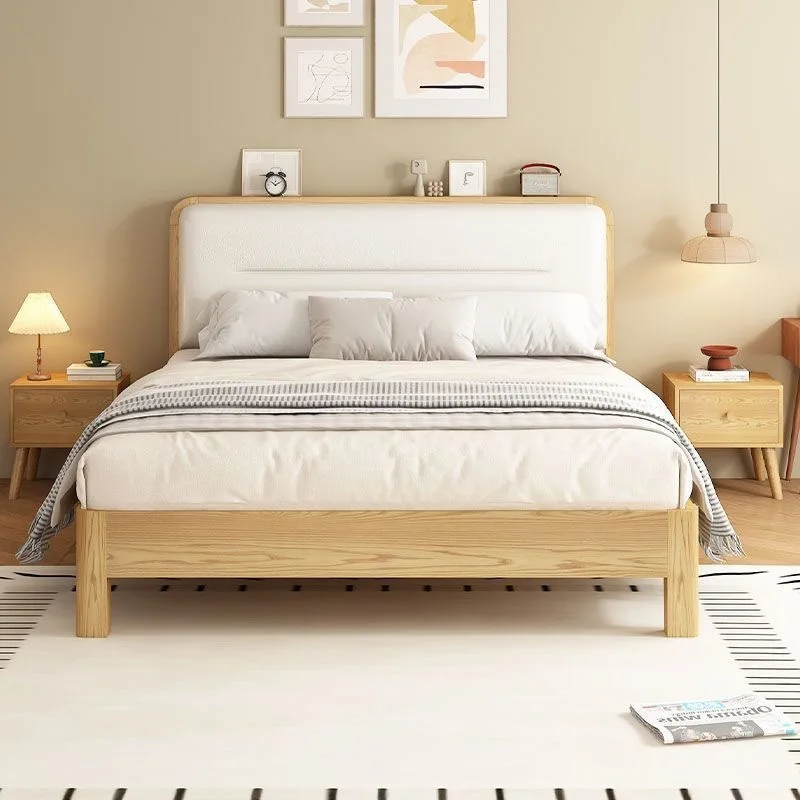 Massief houten bed, modern, eenvoudig, huishouden, tweepersoonsbed, hoofdslaapkamer, e****mical