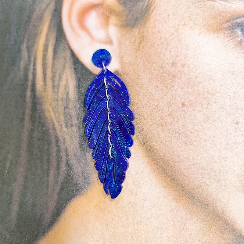 KUGUYS Acryl Bohemia Blatt-Ohrhänger für Damen, lange Blätter, Pflanzen-Serie, Schmuck, modische Strand-Accessoires, Fabrikverkauf – Detail 11