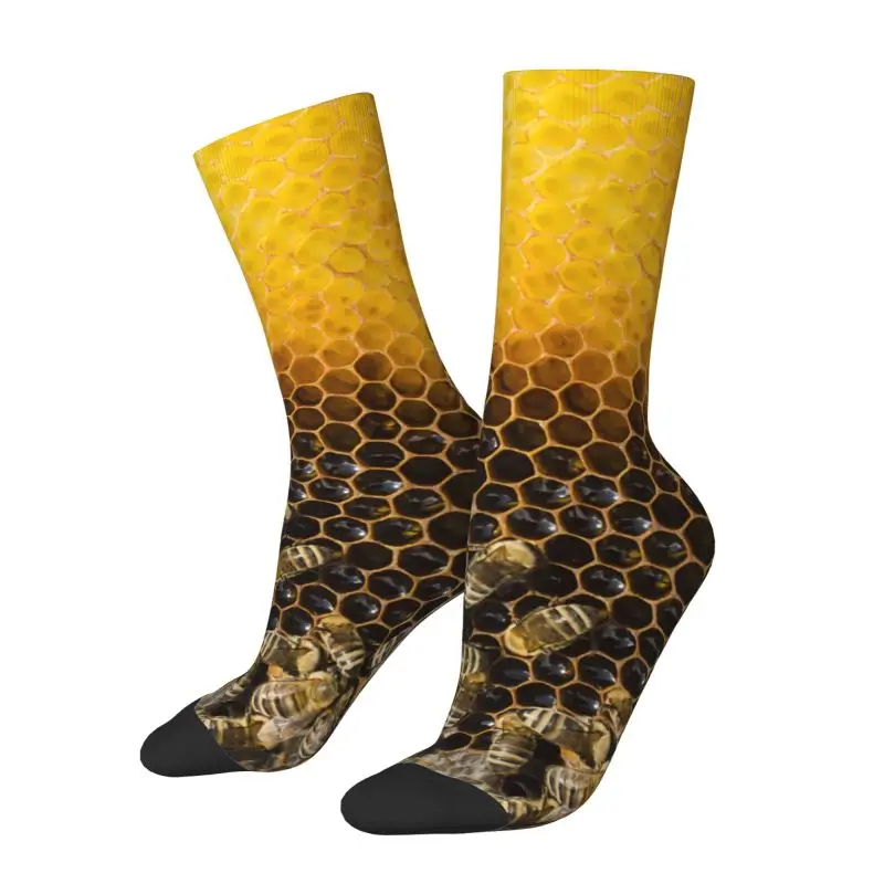 

Custom Fashion Honeycomb With Bees Socks Men Women Warm 3D Printing Cute Honey Bumblebee Sports Football Socks
