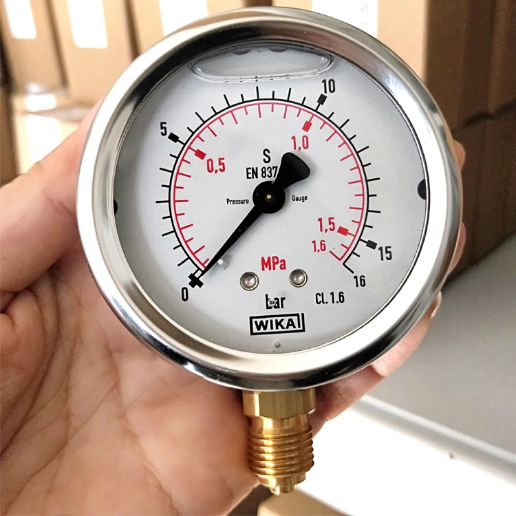 Pressure gauge EN837-1 stainless steel filled with shock resistant hydraulic fluid