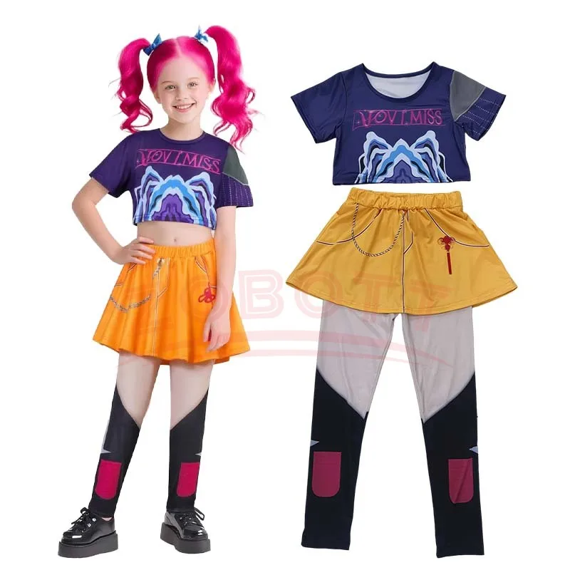 أزياء فيلم K-Pop Mira Rumi Zoey Jinu شيطان الصيادين التأثيرية للفتيات والأولاد والهالوين مرحلة ثلاثية الأبعاد نمط مطبوع ملابس لعب الأدوار