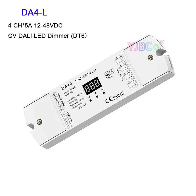 DT6 4 Channel CV DALI LED Dimmer 12V-24V 4CH,5A/CH DA4-D(Din Rail) DA4-L 4CH PMW dimming controller for single color Led strip