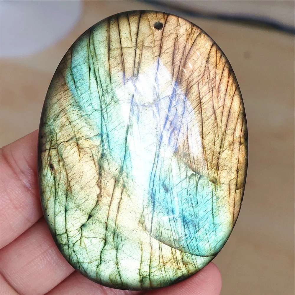 

Natural Colorful Light Labradorite Pendant Jewelry Water Drop Big Flash Gold Labradorite 69x52x9mm Necklace Women Men AAAAAA