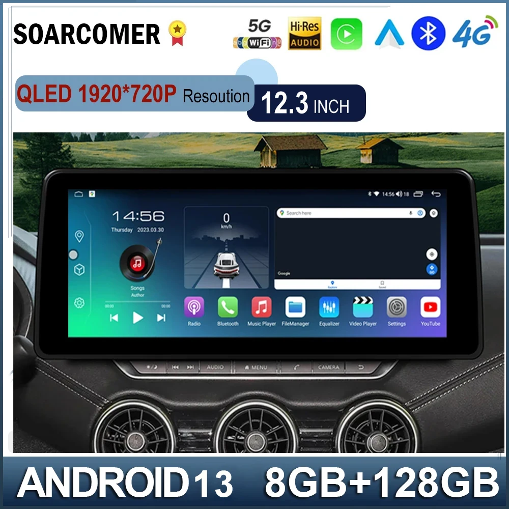 

12.3" Android 13 QLED Intelligent TouchScreen Car Video Player Radio GPS Navigation For Nissan Sylphy Sentra 2020-2022 CarPlay