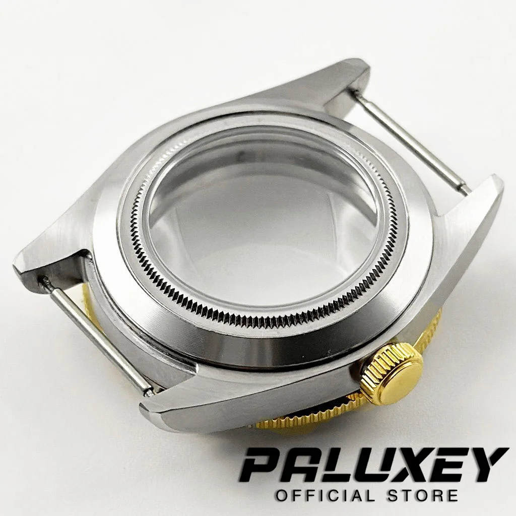 Caja de reloj de oro y plata de 39MM, cristal de zafiro abovedado, caja BB58 de acero inoxidable compatible con movimiento NH34 NH35 NH36 NH38 ETA 2824 PT5000