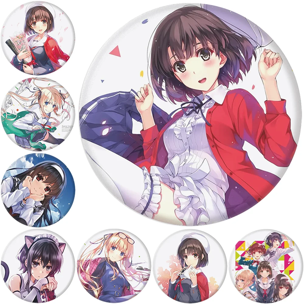 

58mm Anime Saekano: How to Raise a Boring Girlfriend Aki Tomoya Katou Megumi Cosplay COSTUME Badge Pin SPTE Tinplate Brooch Prop