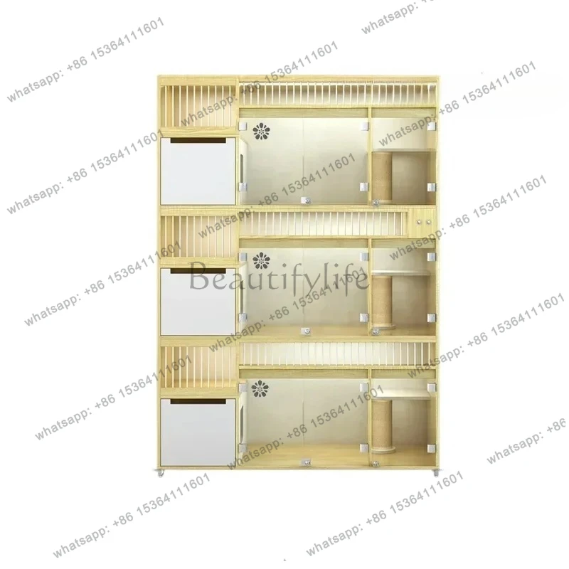 Pet Shop Foster Cabinet Large Cat Coffee Display Cabinet Breeding Cabinet Three-Layer Solid Wood Cat Cage Cat Nest