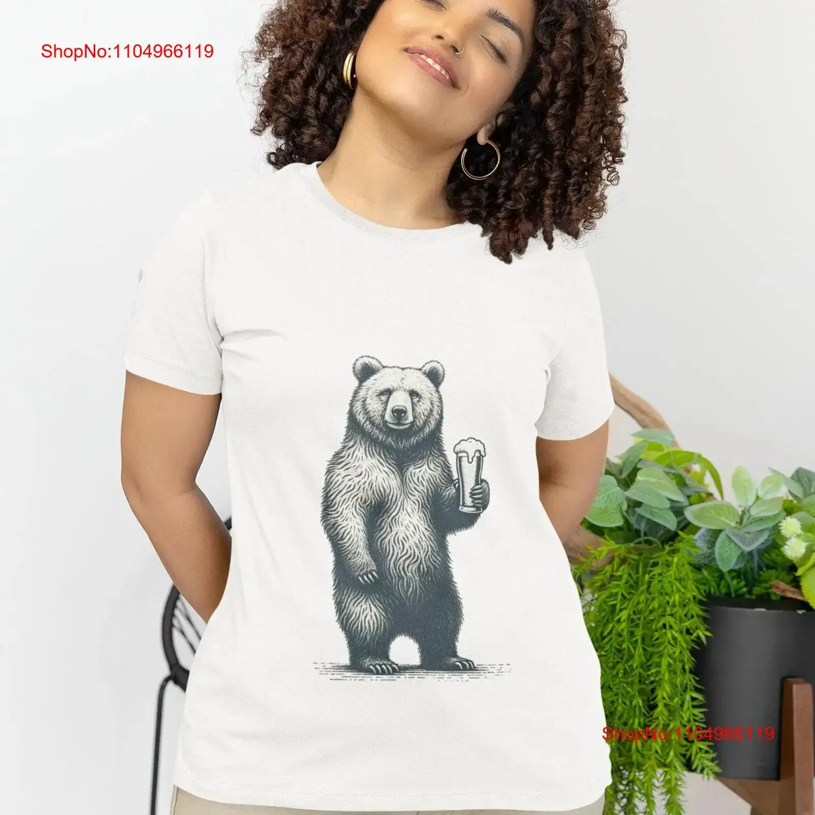 

Funny Beer Bear T Shirt Grizzly Holding Top Print Perfect for Lovers Camping Humor Unique Drinking vintage Washed Versatile