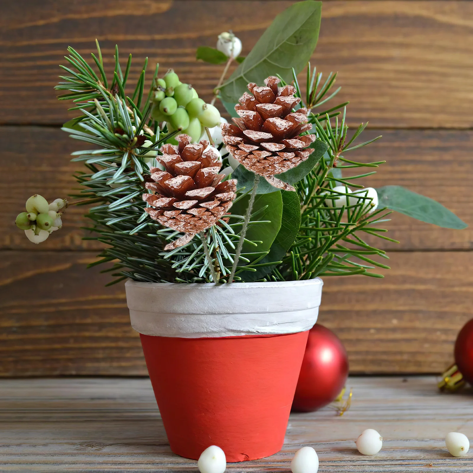 

20Pcs Christmas Pinecone Craft Picks Festive Rustic Decor for Holiday Mantel Table Garland DIY Winter Seasonal Tree Displays