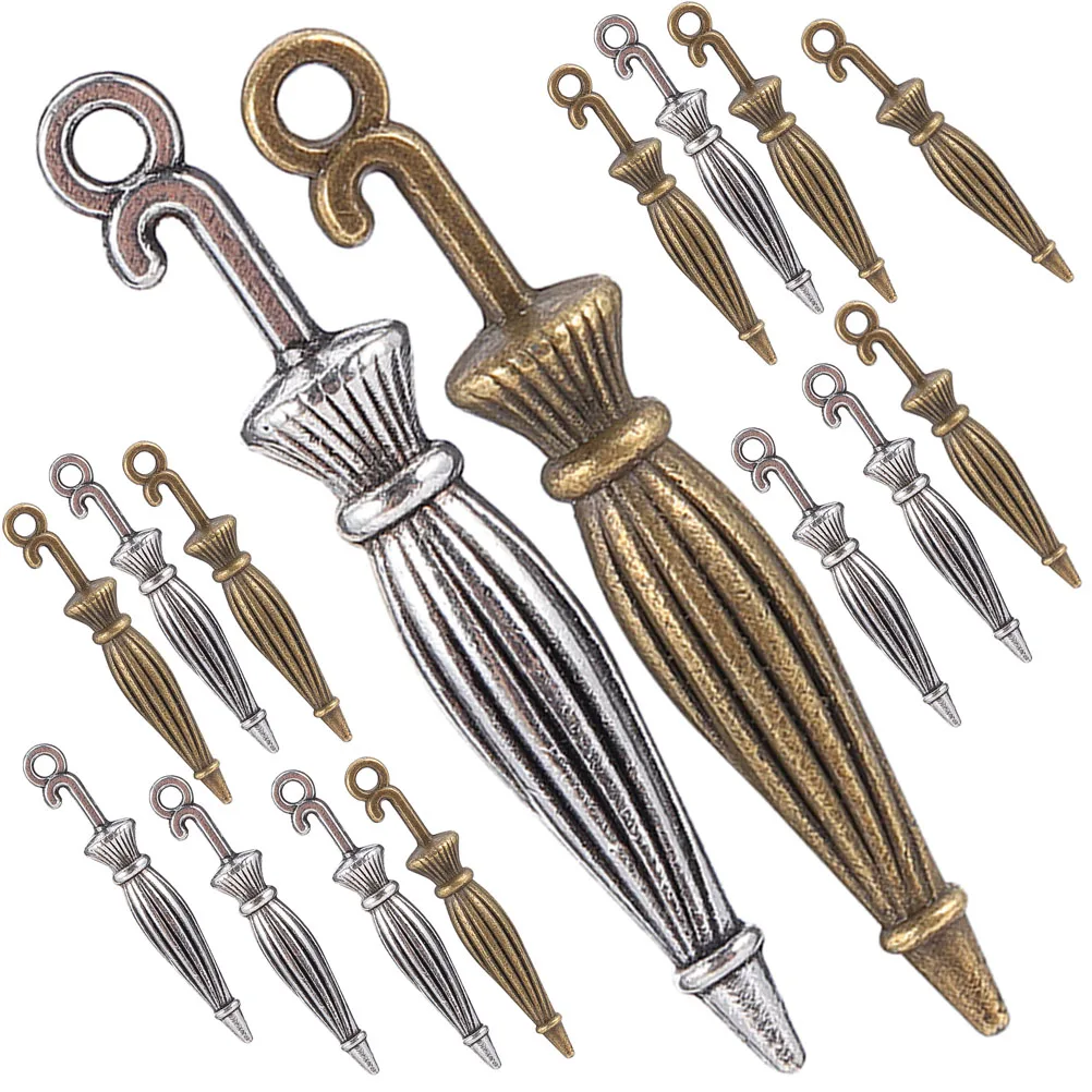 

100 Pcs Retro Umbrella Charms Bronze Silver Alloy DIY Jewelry Accessories Necklace Bracelet Keychain Crafts Pendant
