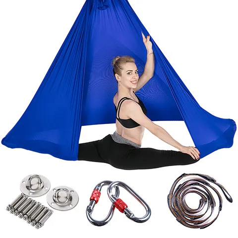 Aerial Yoga Swing Kit 5.5 Yard 5M*2.8M Nylon Anti-gravity Aerial Yoga Hammock for Exercise