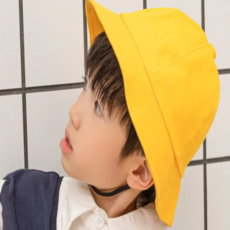 Travel agency pattern kindergarten tour group children\'s little yellow hat plaid print fisherman hat newborn photography props