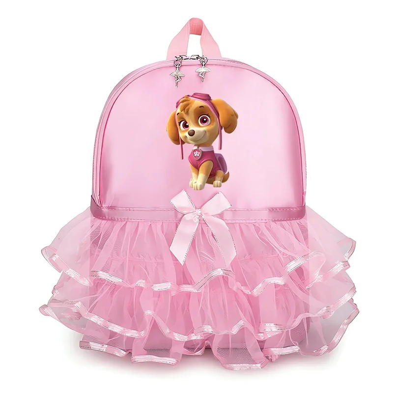 Paw Patrol Series Lace Backpack Pink Cartoon Skye Print Ballet Dance Bag Cute Bow Tie Bagpack Trend Birthday Gift - view 4