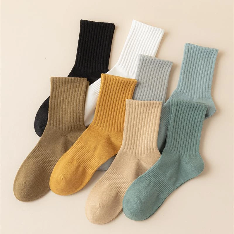 New Men Socks Solid Color Autumn Winter Breathable Cotton Socks Male Absorb Sweat Comfortable Simple Daily Sports Socks Casual