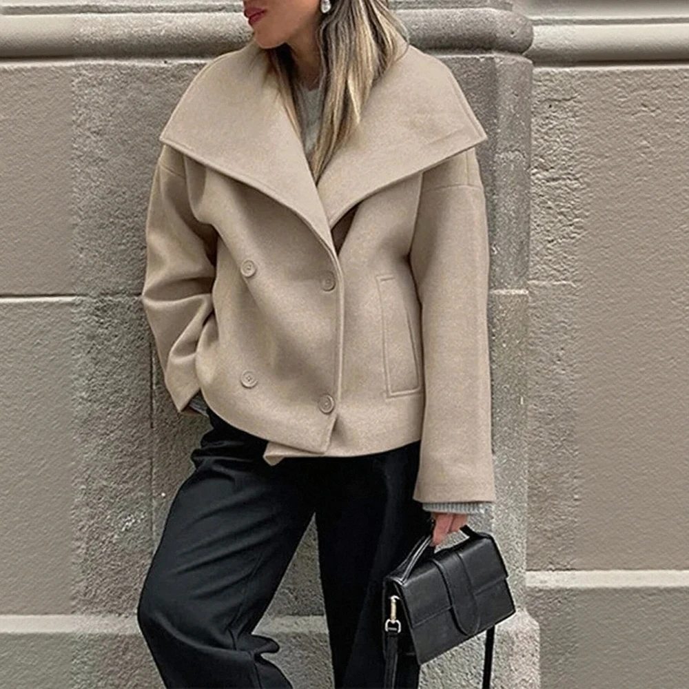 

Повседневное шерстяное пальто унисекс, стильная верхняя одежда на осень-зиму, без украшения, простой дизайн, модный тренд