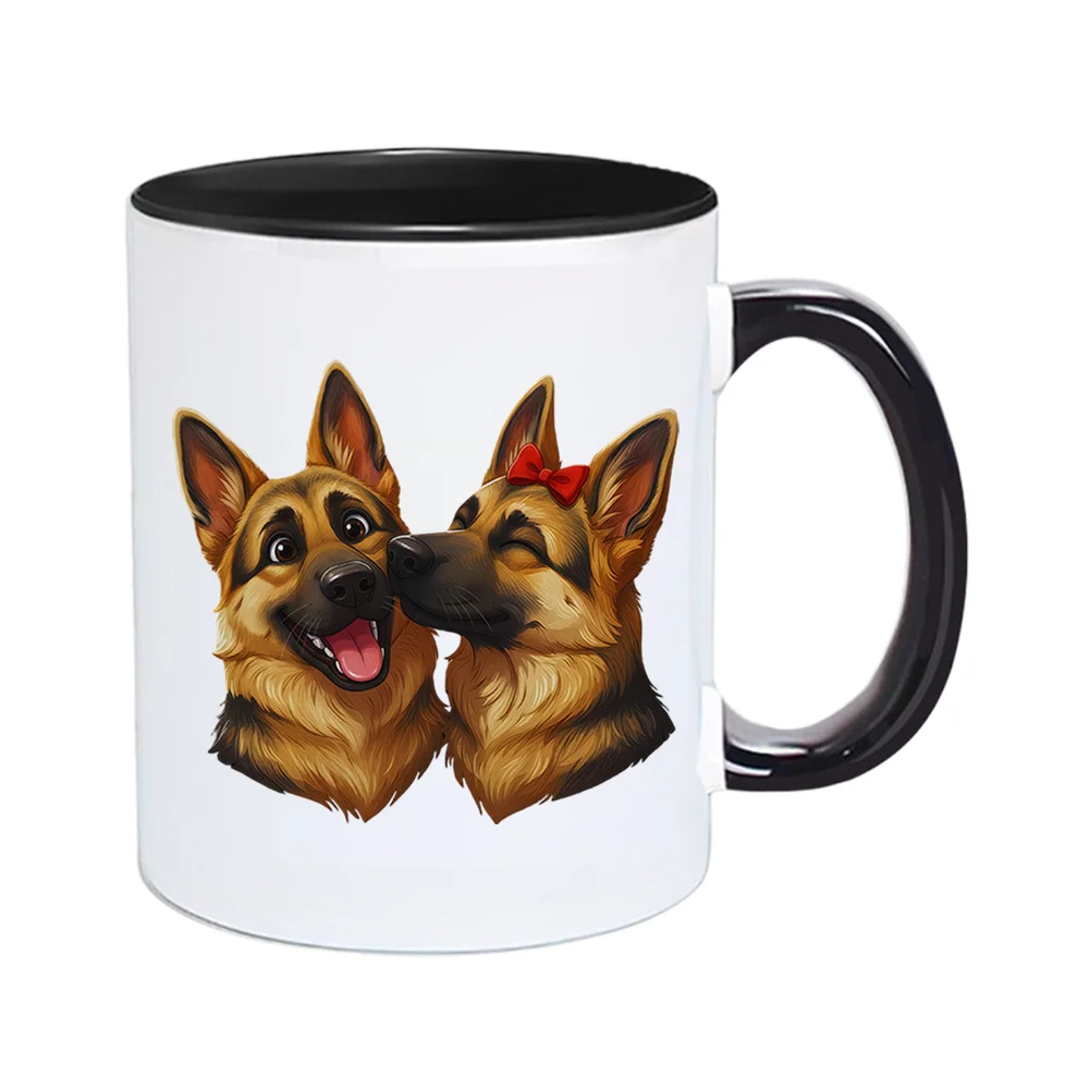 11oz Ceramic Coffee Mug Adorable German Shepherd Dog Print Cup for Home Party Office Use Valentine's Day Birthday Family And Fri
