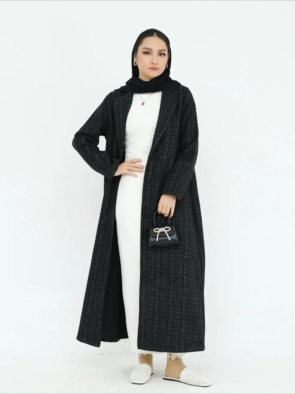 

Зимнее плотное женское длинное пальто Абая Мусульманский кардиган Платье Рамадан Вечеринка Арабский длинный халат Марокко Кафтан 2026 Осенний Тренч Ид