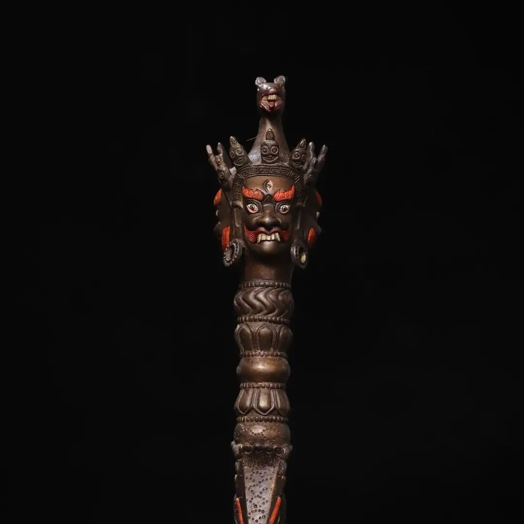 Tibetan Buddhism Phurba Vajra Pestle Hand‑Painted Mahakala Ritual Objects Worship Ornament Religious Altar Implement