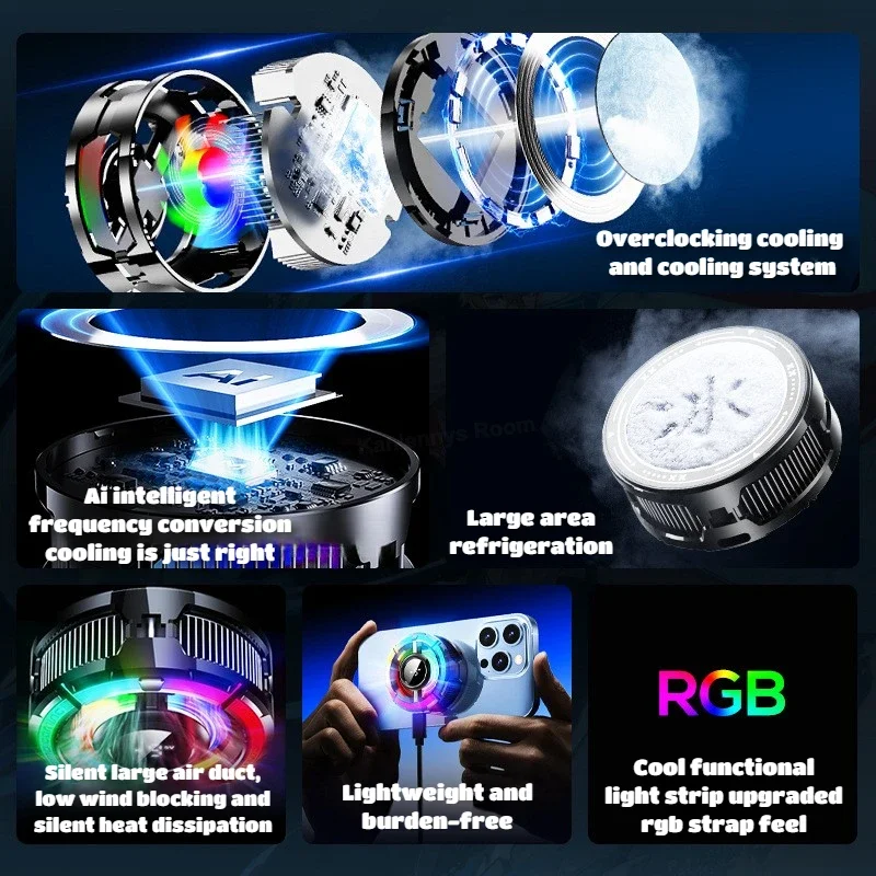 MEMO CX15 الهاتف المحمول PUBG لعبة برودة أشباه الموصلات AI التحكم في درجة الحرارة مع ضوء RGB المغناطيسي الخلفي كليب التبريد المبرد