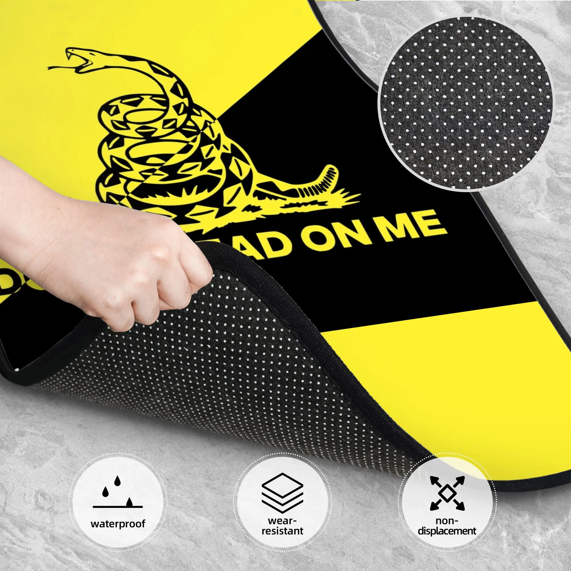 Dont Tread On Me Gadsden Flag Car Floor Mats of 4 Pieces Crystal Velvet Carpets Rugs  Universal Car Front Rear Carpets Foot Mats - view 3