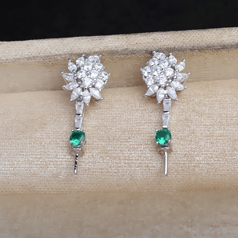 S925 Sterling Silver Earrings Base Findings Mountings Jewelry Mounts Fittings Accessories for 8-12mm Pearls 3 pairs/lot