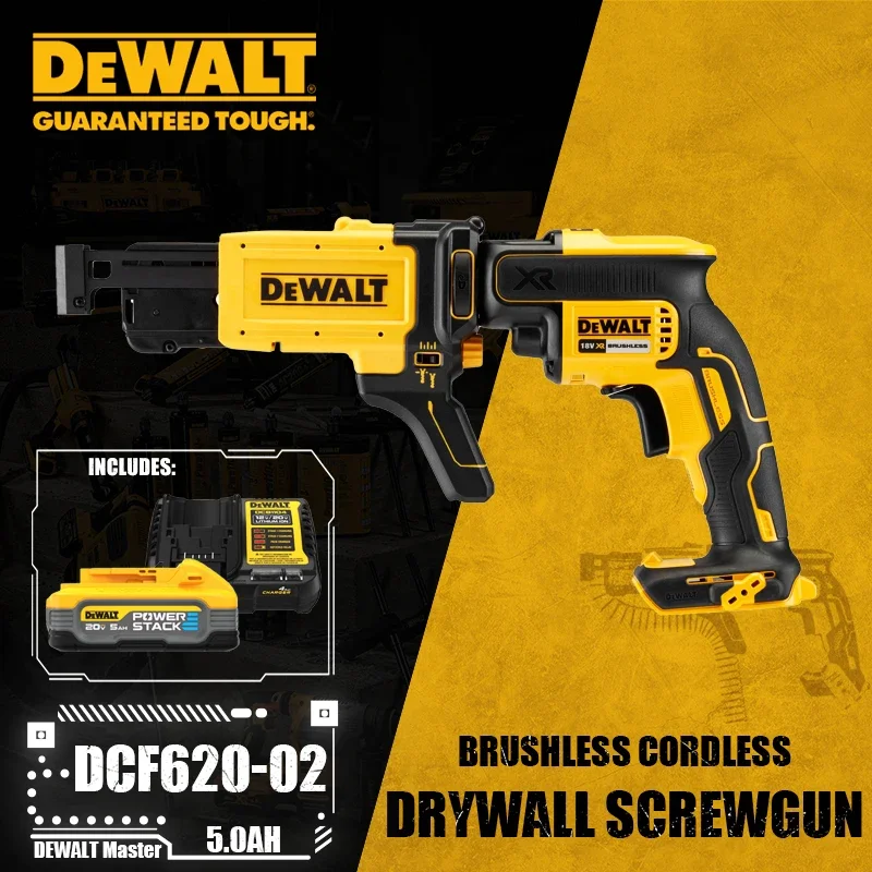 DEWALT DCF620 Kit Brushless Cordless Drywall Screwgun DCF6202 Collated Drywall Screw Gun Attachment 20V With Battery Charger