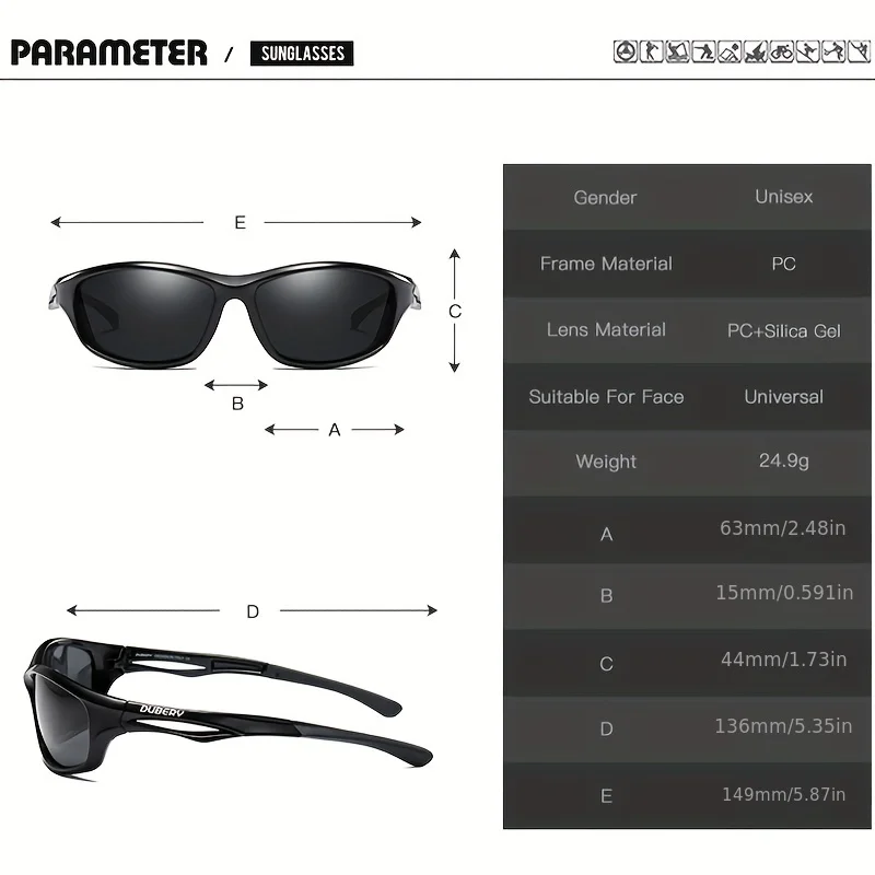 DUBERY Polarized UV400 Protection Sunglasses For Men And Women 8 Colors Model 166
