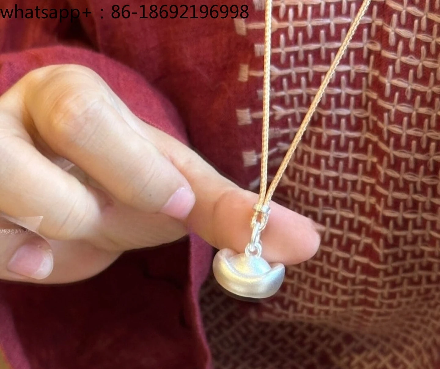 Lingote de Plata Pura 999.9, Bolsa de la Suerte, Pequeño Trozo de Plata, Método Antiguo para Atraer la Riqueza, Collar Versátil Nafu