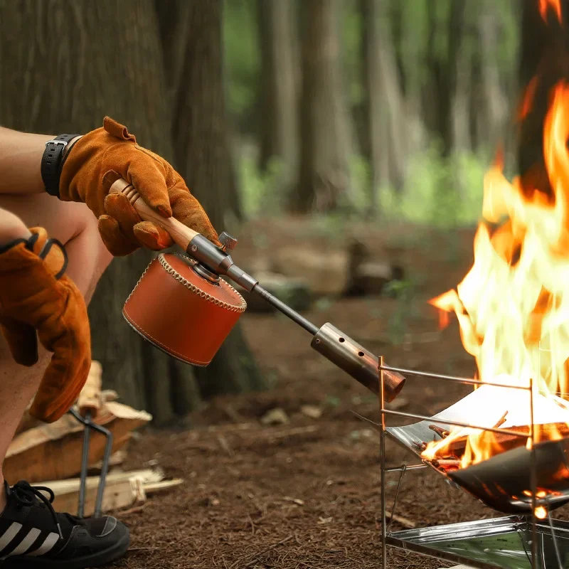

Outdoor Camping Extended Spray Gun Stainless Steel Spray Gun Burning Pig Hair Camping Straight Handle Handheld Removable Igniter