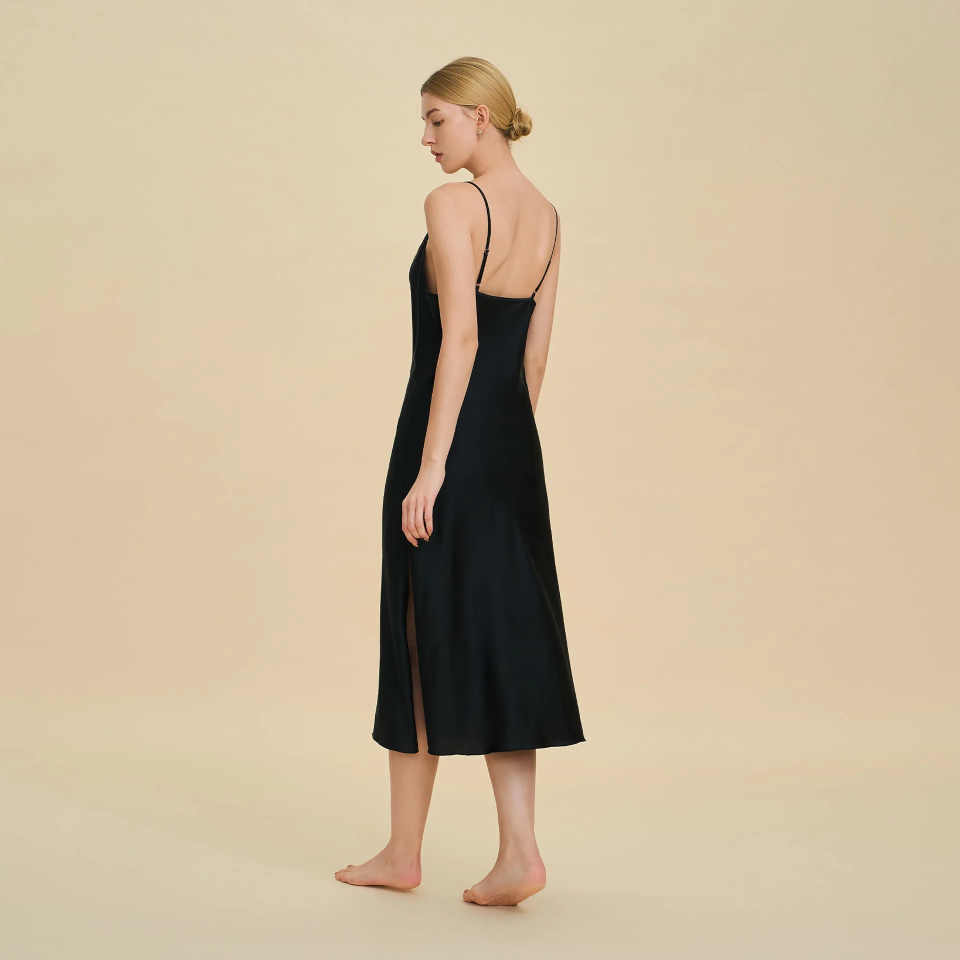 Nightgown Lady Sexy Split Long Nightdress Women Summer Satin Sleepwear Nightwear