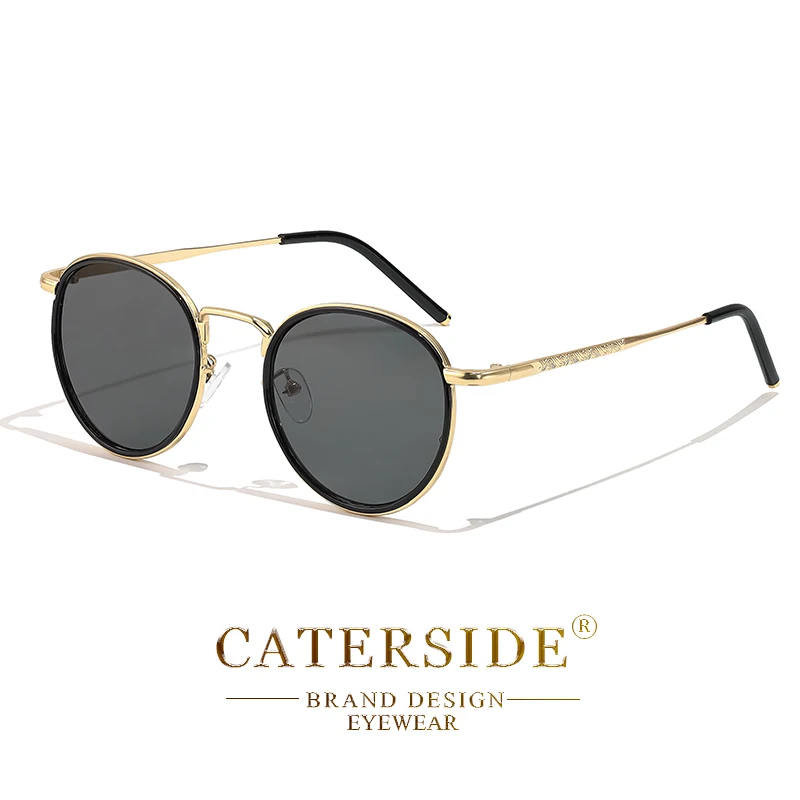 CATERSIDE Retro Runde Sonnenbrille für Herren, Punk-Metallrahmen, Markendesign, Sonnenbrille für Damen, Party, Reisen, Business, UV400 – Detail 15