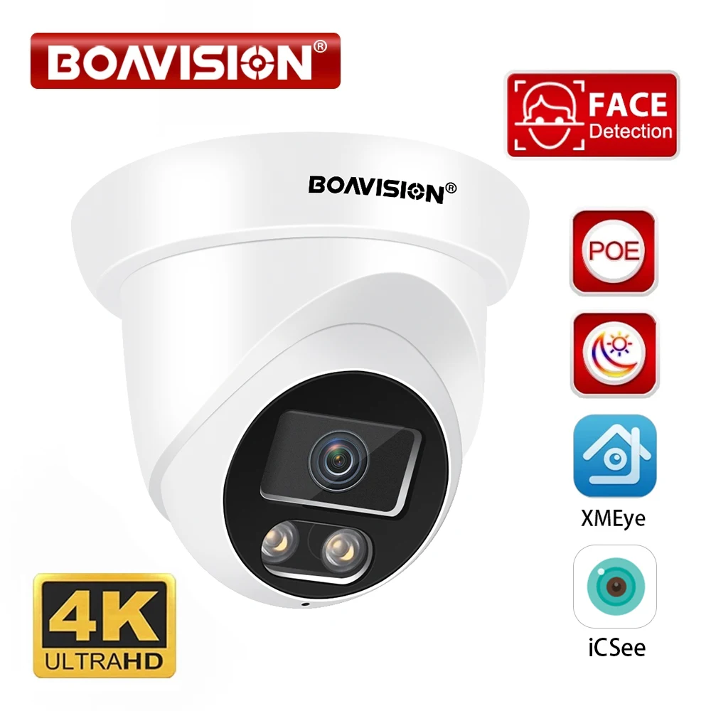 HD 4K 8MP Security IP Camera 5MP POE  Dome 2.8MM Face Detection Audio Color Night vision H.265 Onvif Surveillance Camera