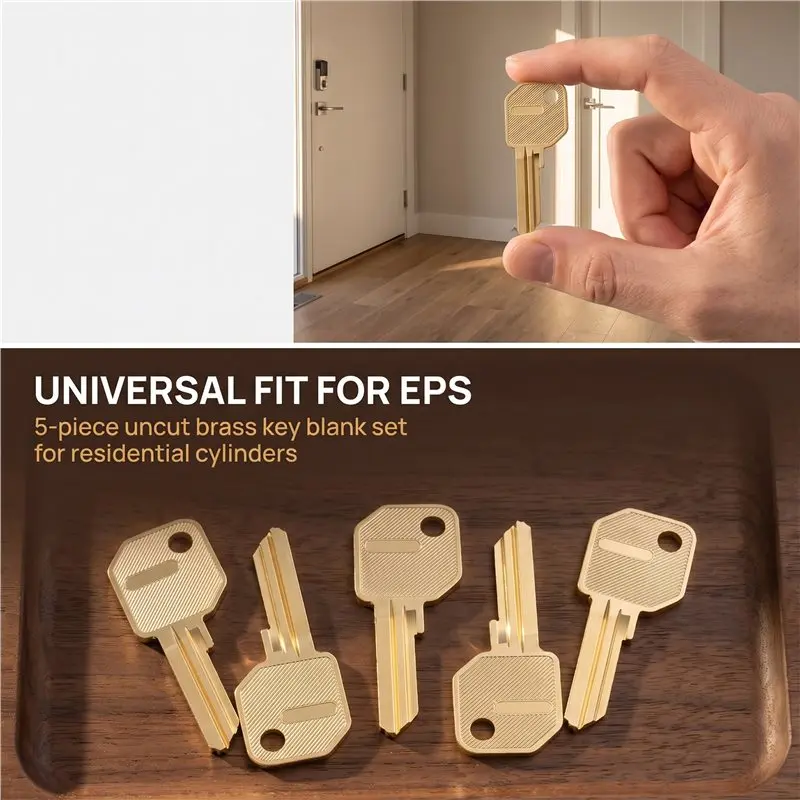 5-Piece Set Of Customised Universal Key Blanks, Uncut, For EVVA EPS Lock Cylinder Residential Key Blanks