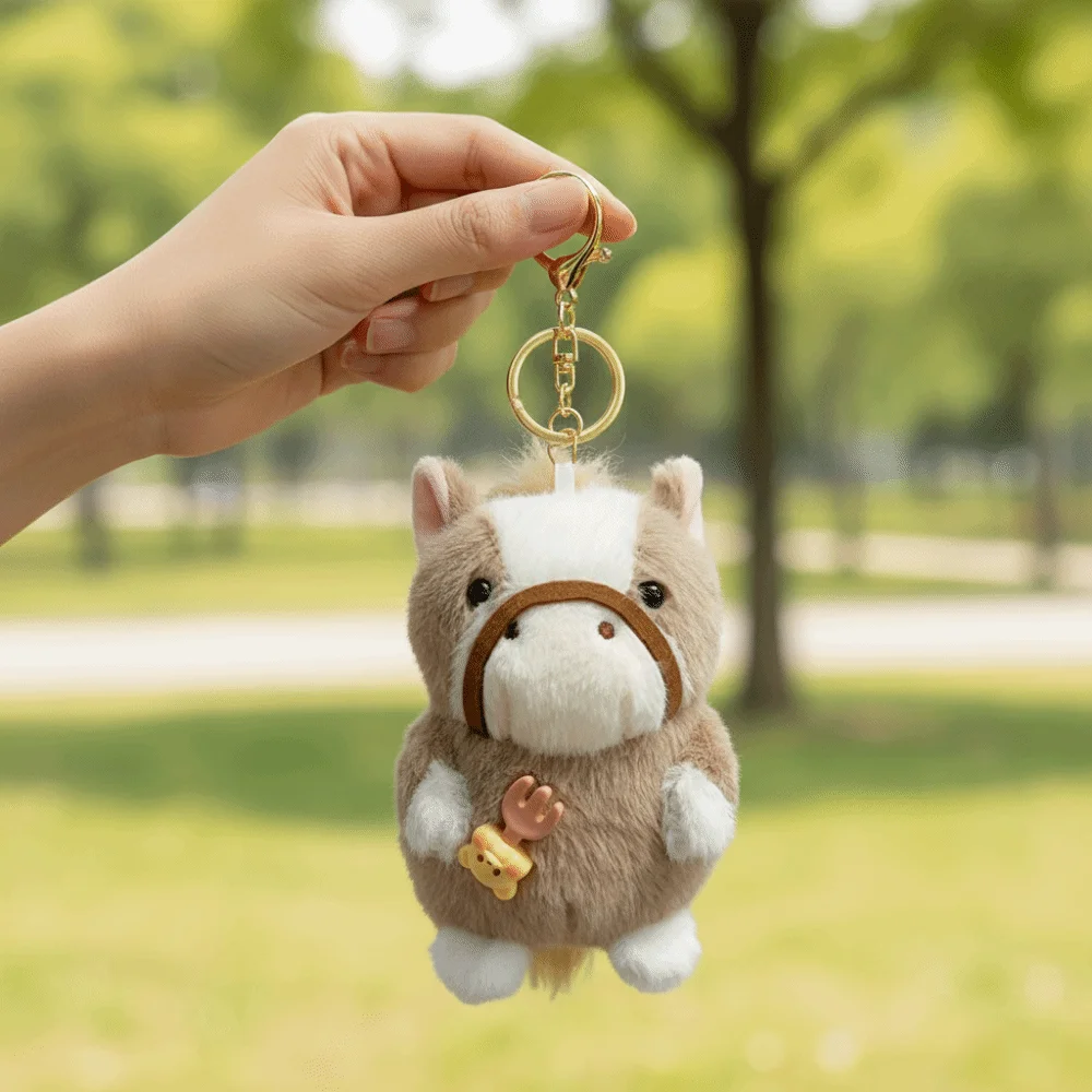 

Good Luck Cute Mini Horse Keychain Fluffy Texture Kawaii Year of The Horse Toys Lifelike Pony Keychain Chinese New Year
