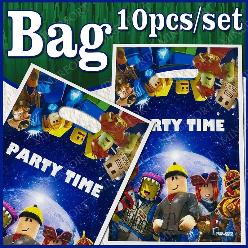 Cartoon Robloxed Heißes Spiel Geschenktüten-Set für Dusche, Geburtstag, Party-Dekoration, Gastgeschenke, Dankeschön-Geschenke, Verpackungszubehör
