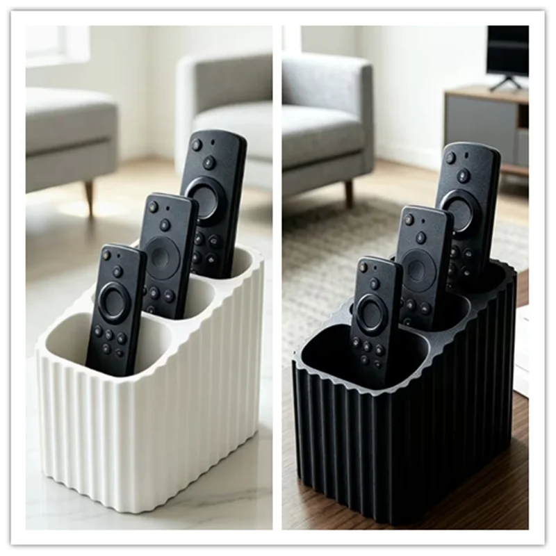 3-hole remote control storage box, with a simple wave-shaped design, suitable for storage in living room and bedroom