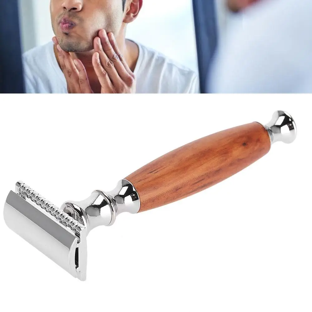 Vintage Dual Blade Shaver with Anti-Skid Wood Handle for Men & Women | Classic Manual Hair Removal Tool