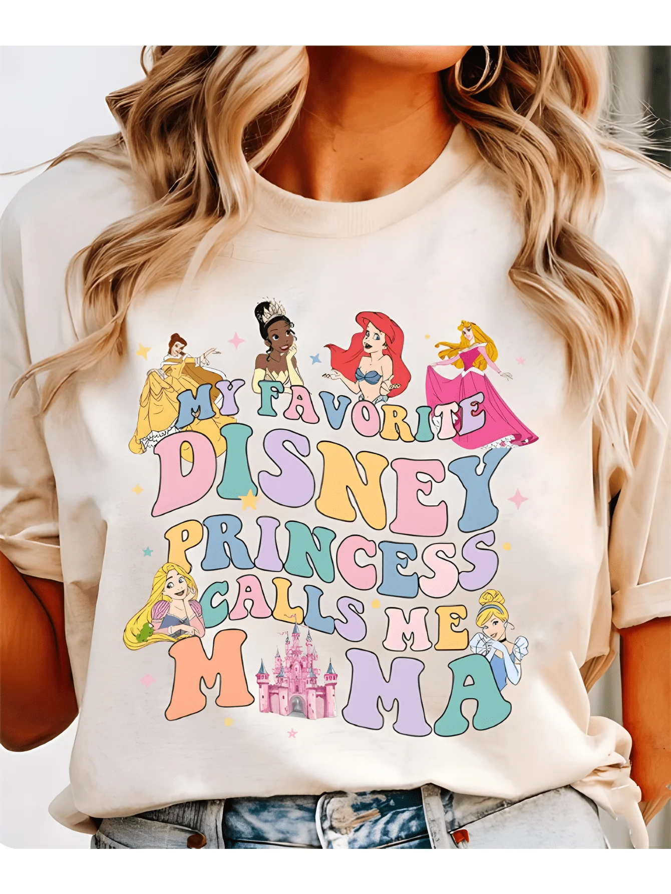 

Disney Princess Printed Women's T-shirt Perfect Match for Summer, Loose, Casual, Cute and Fashionable