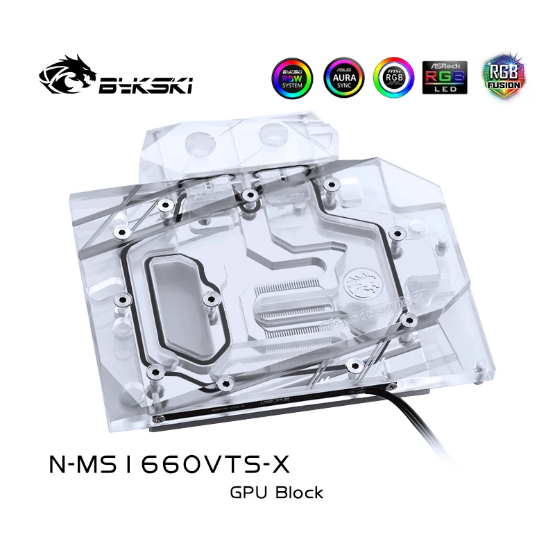 BYKSKI Water Cooling Block for MSI GeForce GTX 1660 VENTUS XS 6G OCV1 /5V 3PIN/12V 4PIN A-RGB /RGB Light