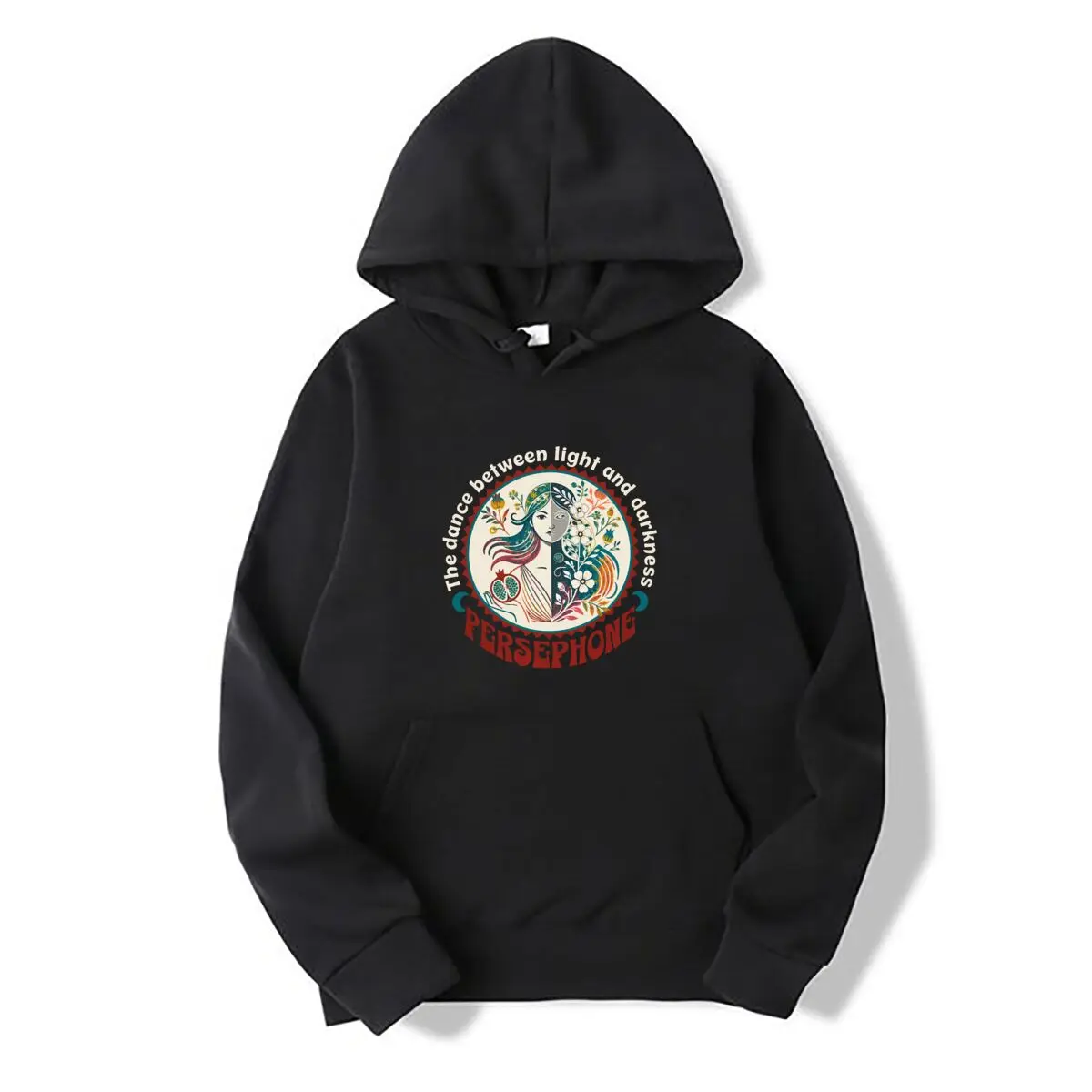 Persephone The Dance Between Light And Darkness Greek Goddess Floral Pomegranate Portrait Autumn and winter hooded sweatshirts