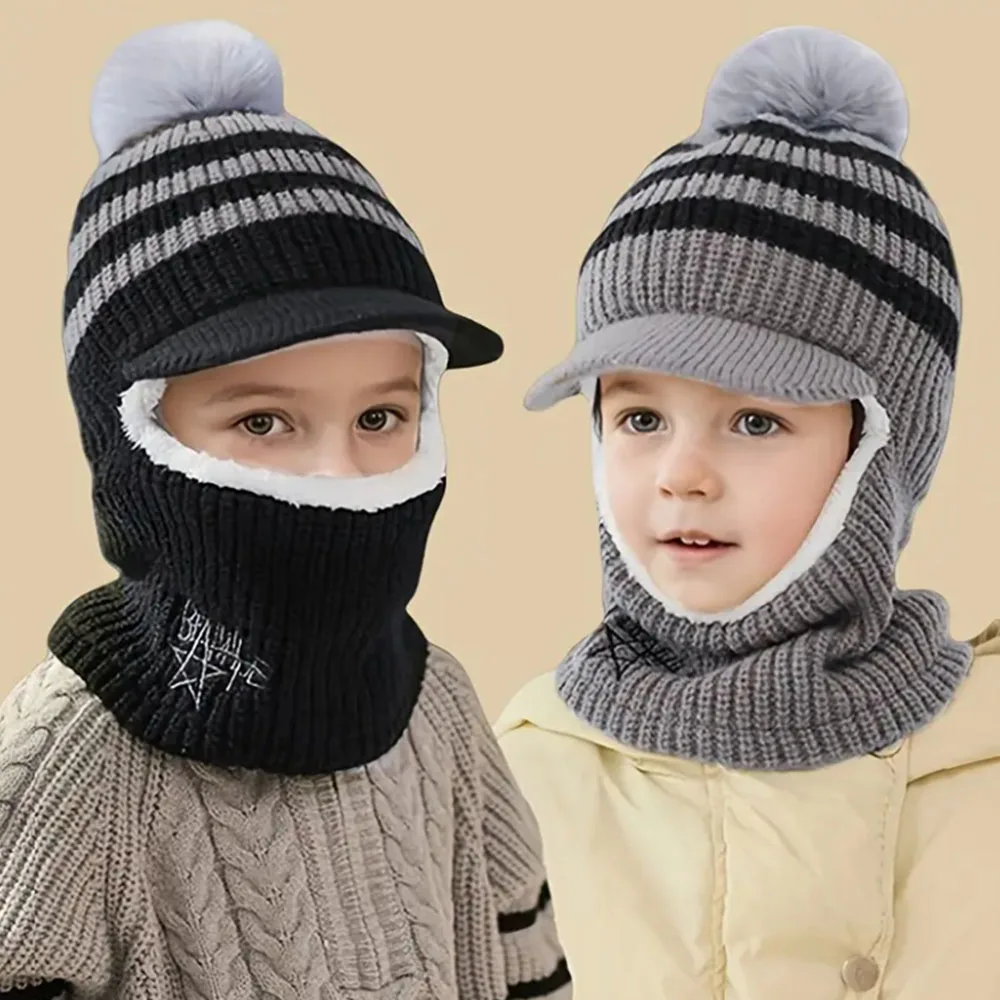 

1-8Y Boys & Girls Thick Knit Balaclava Lightweight & Breathable, Perfect for Outdoor Activities Winter Warm Hat with Ear Flaps