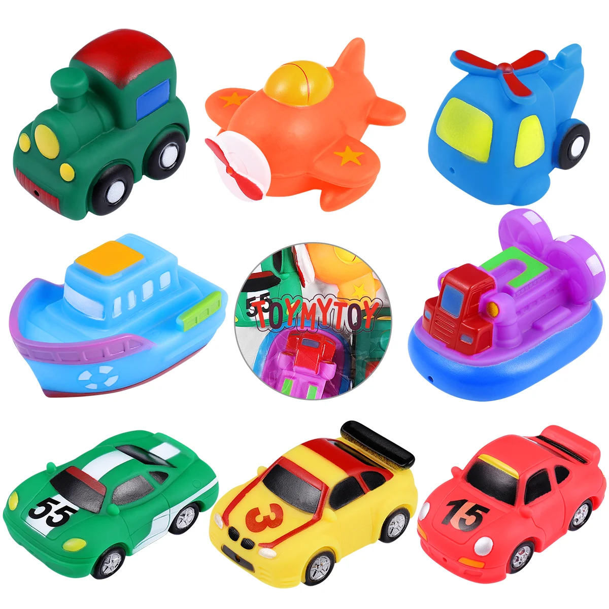 Bath Toys Floating for Toddlers Bathtime Squeeze Sound Kids Vehicle Bathing Pinch