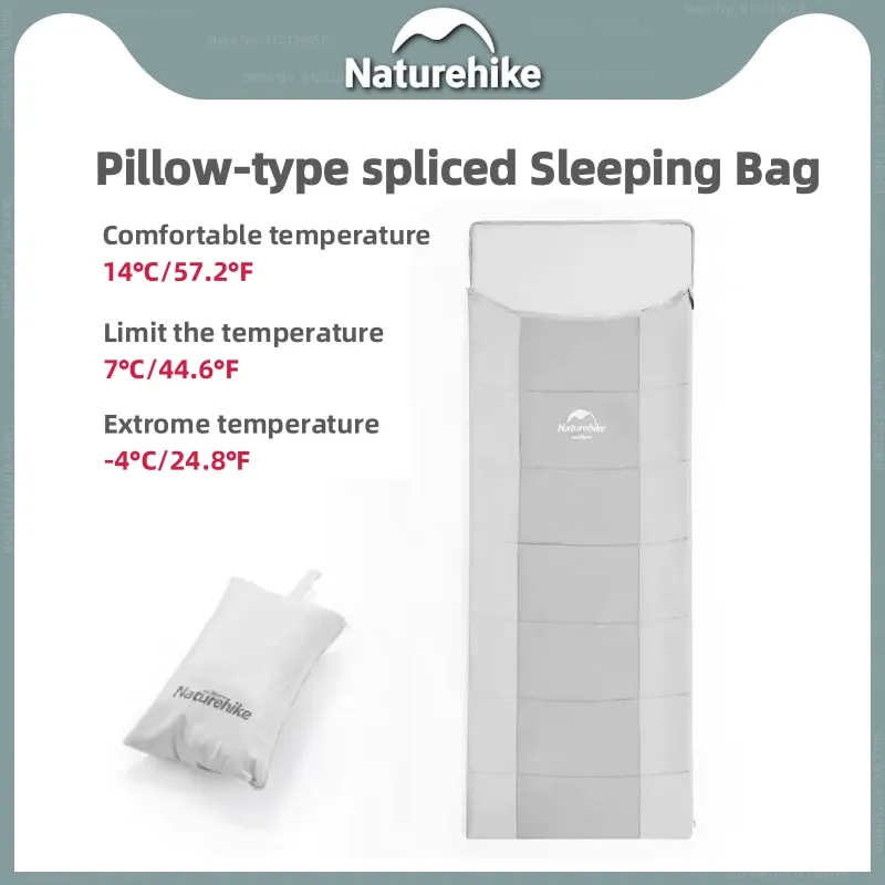 

Naturehike Lightweight Spliced Single Sleeping Bag Portable Outdoor Camping Travel Cotton Envelope Sleeping Bag With Pillow