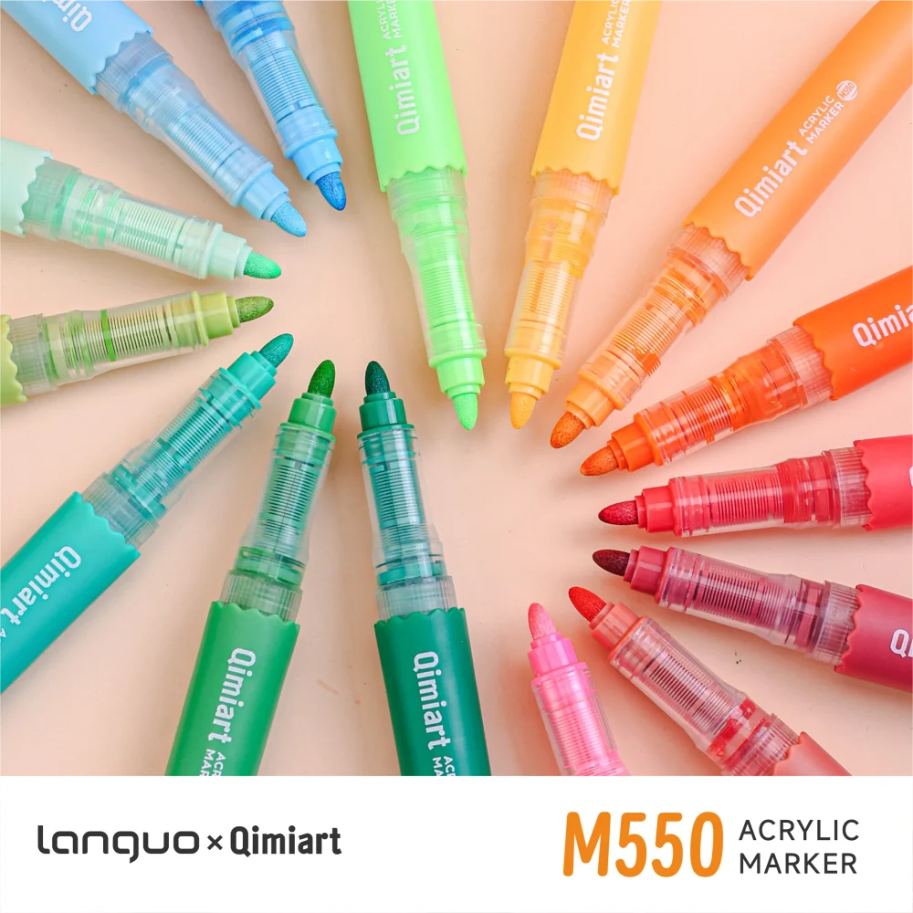 

Languo 24-60 Colors Direct Liquid Acrylic Paint Pens with Bag Brush Marker Pen for Painting Stone Diy Art Supplies Stationery