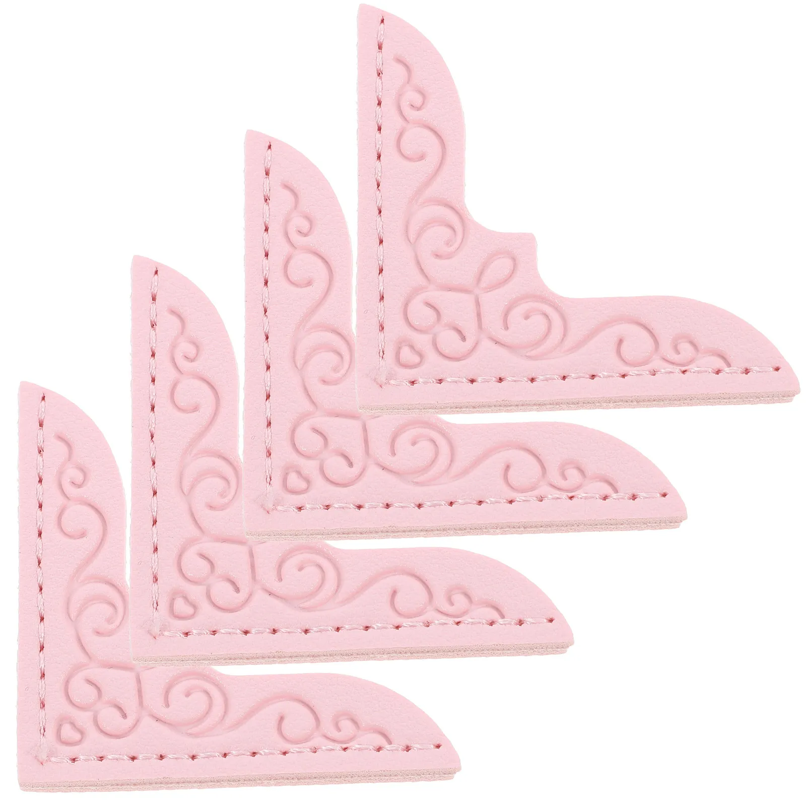 4Pcs PU Book Corners Protector Set Vintage Delicate Design Smooth Carved Lines Elegant Decoration for Photo Albums Notebooks