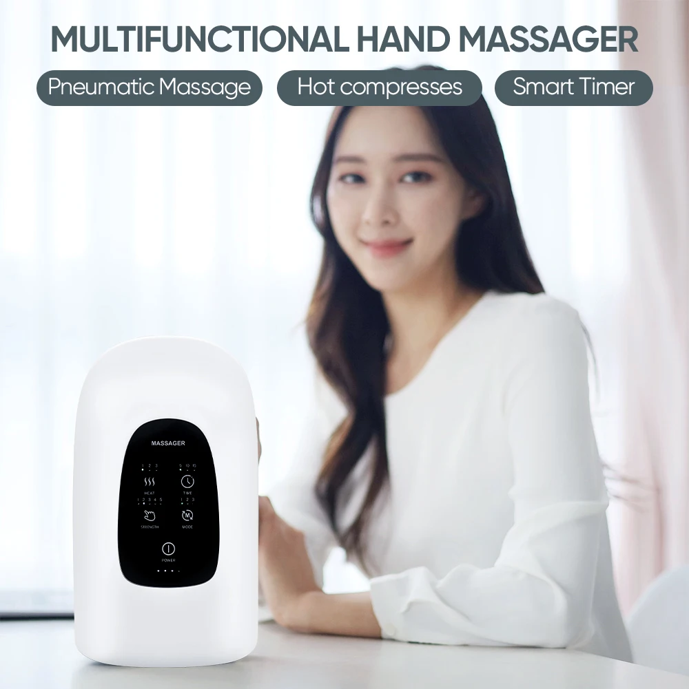 

Electric Hand Massager ｗith Airbag Compression Warm Heating Massager Application for Palm Wrist Finger Numbnes Arthritis Relief